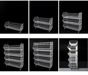 Présentoir multi-niveaux électroplaqué inclinable avec roulettes pour supermarchés, idéal pour la présentation de <span class=keywords><strong>fruits</strong></span> <span class=keywords><strong>et</strong></span> légumes - Product Image 6