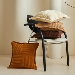 Housses de coussin à rayures colorées taie d'oreiller décorative en velours côtelé pour la maison