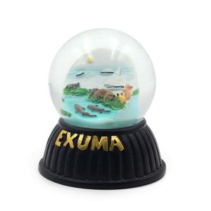 Globo de Nieve Decorativo de Resina para Manualidades, Recuerdo de Exuma, Bahamas, con Diseño de Bahía Tropical - Product Image 4