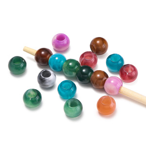 Perles rondes en acrylique à grand trou, taille moyenne, traitement nacré, accessoires de bijoux DIY pour bracelets, colliers, chaînes de téléphone - Product Image 5