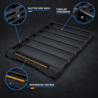 Plateforme de toit en alliage d'aluminium avec barre lumineuse LED, porte-bagages modulaire pour camping 4x4 tout-terrain, vente en gros OEM CarLuxe