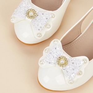 Sandalias de tacón alto con lazo blanco para niñas, estilo princesa, para fiestas y bodas, recién llegadas, zapatos de cristal para niñas, para cumpleaños y espectáculos. - Product Image 2