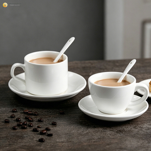 Lots en gros d'usine – Tasses à expresso en céramique brillante personnalisées de 70 ml avec cuillère pour le petit-déjeuner à domicile, la vente au détail et la revente - Product Image 2