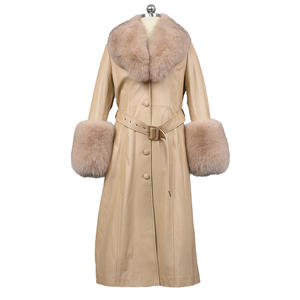 Offre Spéciale hiver Long manteau de fourrure en cuir de mouton en cuir véritable veste de fourrure femmes avec col en fourrure de renard poignets - Product Image 3