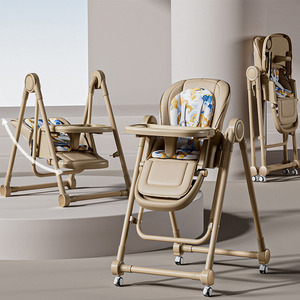 Chaise haute pliable et réglable pour enfants, convertible en balançoire pour bébé, chaise d'alimentation multifonctionnelle pour bébé et tout-petit - Product Image 3