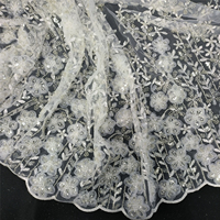 Tissu en dentelle de haute qualité, brodé de perles et de paillettes, en gaze, écologique, pour robes de soirée