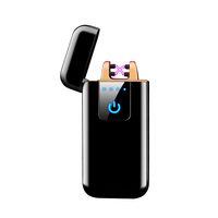 Briquet Électrique Sans Flamme Classique à Capteur d'Empreintes Digitales, Double Arc, Rechargeable USB, en Alliage de Zinc, 10 Couleurs, Idéal pour les Cadeaux Promotionnels