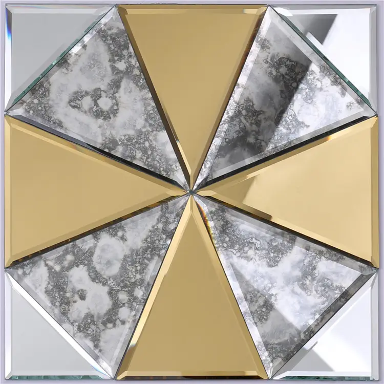 Gold spiegel glas mosaik gold mosaik fliesen abgeschrägte dreieck spiegel fliesen glas mosaik
