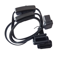 Obd2 Obd II 16pin macho a conector hembra dual Y Splitter Cable adaptador de extensión de cinta plana con interruptor