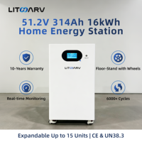 Batterie lithium-ion Litharv 48V 314Ah, pack de batteries 15kWh LiFePO4, verticale avec roues, système ESS tout-en-un pour système d'énergie solaire