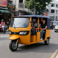Tuk Tuk Eléctrico de 1500W con Cabina Abierta Lateral para Servicio de Taxi Urbano y Transporte de Pasajeros Turísticos