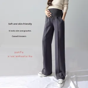 Automne printemps maternité taille haute pantalon large nouvelle minceur jambe droite Leggings drapés pantalons longs - Product Image 1