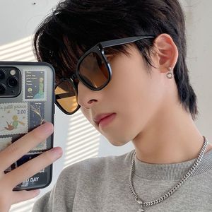 Square Thick <b>Frame</b> Sunglasses Yellow Lens Half <b>Frame</b> Artistic Retro Style Outdoor Sports Unisex - Product Image 3