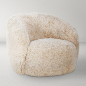 Sillón Giratorio Adley de Peluche, Diseño de Lujo Ligero, Estilo Nórdico, Tela, Sillón Giratorio para Sala de Estar, Sillón Individual Redondo Tipo Tigre - Product Image 4