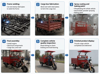 Nouveauté : Tricycle motorisé à moteur essence 200cc avec benne ouverte et toit, capacité de charge lourde pour le transport de marchandises agricoles
