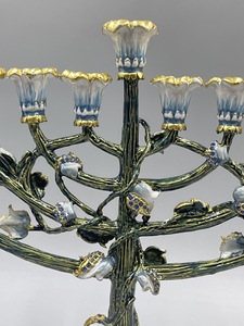 Candelabro Metálico en Forma de Árbol Pintado con Esmalte, Dorado, de Nueve Ramas, <span class=keywords><strong>Menorah</strong></span> para Hanukkah - Product Image 2