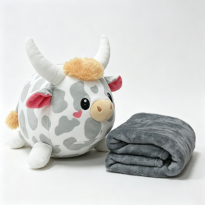 Custom Cow Plush Backpack Custom <b>Unicorn</b> Plush Backpack Spotted Cow Plush Backpack Cow Blanket Set Cute Cow Toy PP Cotton Filled - Product Image 1