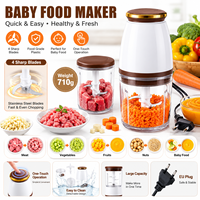 Mini hachoir électrique à capsules avec 4 lames en acier inoxydable, hachoir à viande et à ail portable, coupe-légumes, prise EU