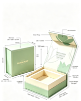 Boîte cadeau carrée vert sauge, boîte rigide magnétique de luxe légère, boîte cadeau pour fleurs écologique faite à la main, personnalisable