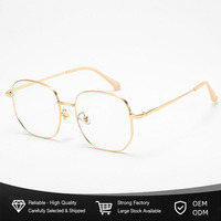 Lunettes rondes carrées en métal doré pour femmes et hommes, lunettes de lecture pour ordinateur, plaquettes de nez réglables, anti-lumière bleue UV400 OEM