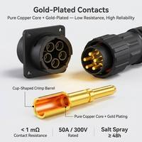 Connecteur circulaire étanche IP67 5 broches 50A mâle/femelle, prise d'alimentation CC pour batterie de véhicule électrique, stockage d'énergie, système solaire