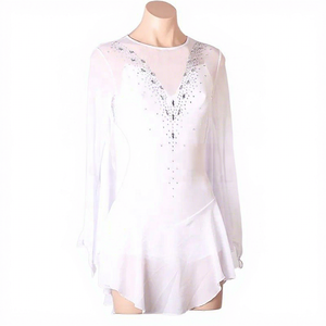 Vestido de Patinaje Artístico sobre Hielo LIUHUO para Niñas, Traje de Danza Latina de Manga Larga para Competencia, Vestido de Malla con Pedrería - Product Image 4