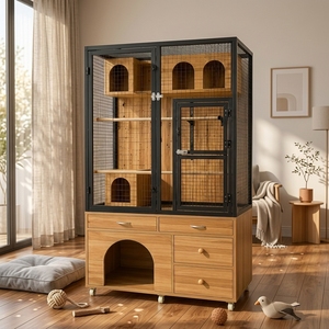 Cage à oiseaux en bois et verre de grande taille, directement de l'usine, pour l'élevage de perroquets, la volière pour pigeons, la boîte à nids, l'utilisation en animalerie, hôtel pour animaux, villa. - Product Image 6