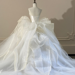 XS292 Vestidos de Novia Elegantes sin Tirantes con Volantes y Bordados de Encaje - Product Image 6