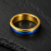 Bague d'humeur JLM de luxe en acier inoxydable plaqué or, sensible à la température, à changement de couleur, bijou unisexe tendance