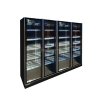 Réfrigérateur commercial d'affichage de boissons de supermarché 2000L refroidisseur vertical d'affichage de 4 portes en verre pour des boissons