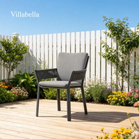 Chaise de salle à manger d'extérieur empilable moderne en aluminium thermolaqué, mobilier de jardin résistant aux UV, chaises de patio en corde