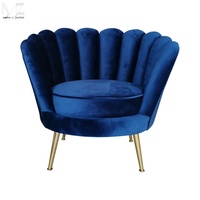 Fauteuil moderne en acier inoxydable doré, forme de fleur rouge, fauteuil d'appoint en velours, canapé individuel