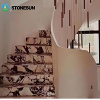 Carreaux de marbre blanc Calacatta Viola imperméables StoneSun OEM/ODM pour la décoration intérieure avec marbre et veines violettes pour marches d'escalier