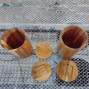 Soporte <span class=keywords><strong>para</strong></span> utensilios de madera de acacia <span class=keywords><strong>para</strong></span> encimera, soporte <span class=keywords><strong>para</strong></span> espátula de cocina giratorio de 360 °, organizador de almacenamiento Caddy - Product Image 1