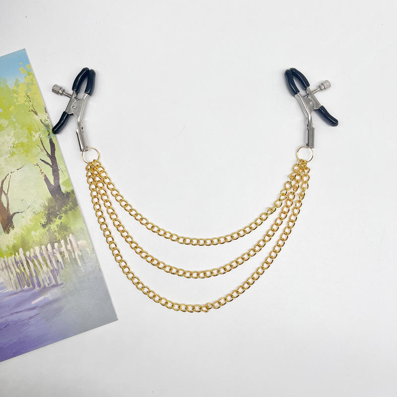 Silver and black clip + gold chain 19 + 23 + 27CM