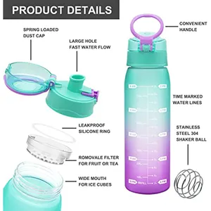 Personalizado 30oz Leakproof BPA Free Drinking Water Sports Shaker Garrafa com Time Marker