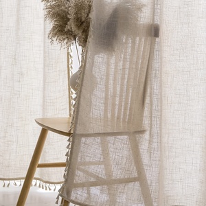 1 Pc tenda in pizzo Beige trasparente <span class=keywords><strong>con</strong></span> asta di nappe tascabili per il trattamento della finestra per la camera da letto ufficio cucina soggiorno studio decorazione per la casa - Product Image 3