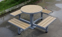 Table de pique-nique en bois commerciale d'extérieur avec chaise, ensemble de mobilier de jardin, patio extérieur, table de café externe avec banc