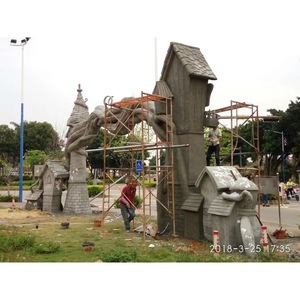 Escultura de Fibra de Vidrio de Forma Irregular, Estilo Tradicional, Adorno de Jardín para Exteriores con Acabado Pintado - Product Image 2