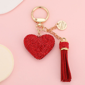Rhinestone Heart Tassel Keychain Glitter Crystal Leather Bag Charm Sparkle <b>Key</b> <b>Ring</b> Gift <b>for</b> <b>Women</b> Girls - Product Image 4