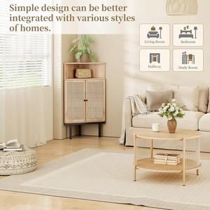 Meuble d'angle 4 niveaux en rotin et MDF naturel, style bohème, gain de place, pour salon, maison, appartement, hôtel - MOQ 300 - Product Image 6