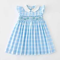 Robe de princesse à manches volantées en coton à carreaux pour filles de 2 à 6 ans, fabriquée sur mesure, printemps-été