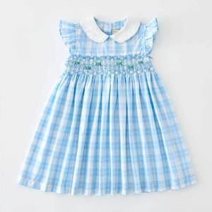 Abito da Principessa in Cotone a Quadri con Maniche Volanti per Bambine Francesi da 2-6 Anni, Personalizzato per Primavera ed Estate - Product Image 3