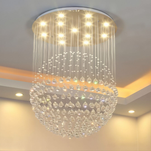 Lampadario Moderno di Lusso <span class=keywords><strong>a</strong></span> <span class=keywords><strong>Sfera</strong></span> Singola in Cristallo K9, Illuminazione LED Dimmerabile <span class=keywords><strong>a</strong></span> 3 Colori in Acciaio Inossidabile per Soggiorno di Villa - Product Image 3