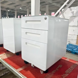 خزانة فولاذية متحركة موفرة للمساحة قابلة لتعديل الارتفاع مع 3 أدراج وعجلات - Product Image 4