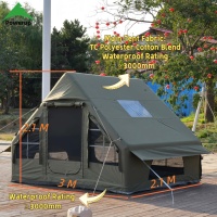 Tente gonflable grande taille 6+6m² en Oxford 420D imperméable avec pompe électrique, installation rapide, abri familial pour fêtes et camping