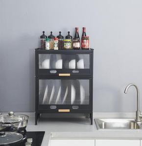 Nuevo <span class=keywords><strong>Escurridor</strong></span> de <span class=keywords><strong>Platos</strong></span> Negro de Acero Inoxidable y Plástico de 2 Niveles para Cocina - Product Image 4