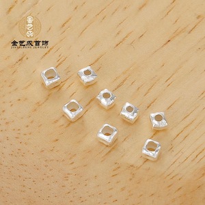 Jinyacheng đồ trang sức bạc S925 tinh khiết nhỏ vuông hạt DIY đính cườm dây Vòng đeo tay vòng cổ đường chuỗi mảnh - Product Image 3