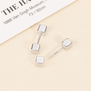 S925 Sterling Silver Square <b>Stud</b> Earrings 4Mm Geometric Minimalist Design <b>For</b> Daily Wear <b>Men</b> Women - Product Image 4