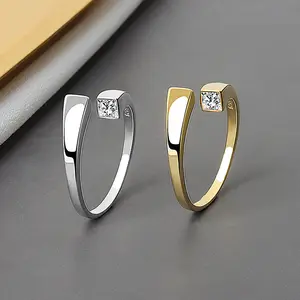 热卖设计师钻石开口合金戒指时尚可调节女性